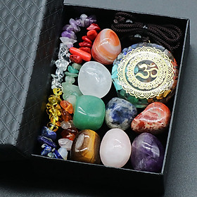 Mua Set đá quà tặng thanh tẩy Yoga Qimai Bát Thạch kèm dây chuyền và vòng tay đa sắc