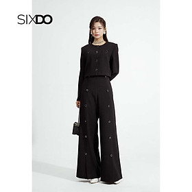 Quần suông nữ ống rộng phối cúc thời trang SIXDO