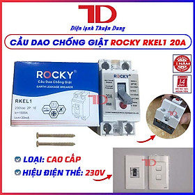 Cầu dao chống giật ROCKY RKEL1 loại tốt màu trắng 20A 30A kèm vỏ, không vỏ, cầu dao an toàn, aptomat MCCB, Át atomat, CB cóc, hàng chính hãng, Điện Lạnh Thuận Dung