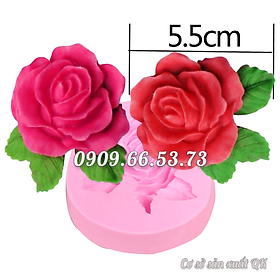 Khuôn rau câu silicon hoa hồng 3 lá - Mã số 1706