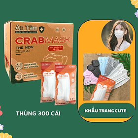 Thùng 300 cái Khẩu Trang Cute Người Lớn Hình Cua Chống Tia UV 4 lớp An Tâm