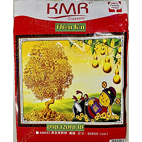 Mua Tranh thêu kín cây tài lộc KM043  kích thước 60 x50 cm