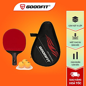 Vợt bóng bàn tặng kèm 3 bóng GoodFit cốt vợt 9 lớp đạt chuẩn chất lượng GF002TR - Cán Ngắn