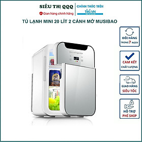 Tủ lạnh mini trên xe hơi 2 cánh bảng điện tử dung tích 20 lít , TỦ LẠNH ĐỂ MỸ PHẨM - Hàng chính hãng