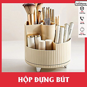 Hộp Đựng Bút Đồ Dùng Học Tập Cá Nhân Cọ Trang Điểm Xoay 360 Độ Thiết Kế 5 Ngăn Tiện Dụng Để Bàn