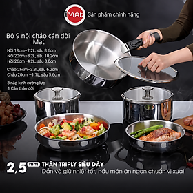 Bộ Nồi Chảo Inox Cán Rời 9 Món Không chống dính – Giải pháp nấu ăn đa năng cho gia đình.