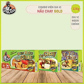 Combo 3 Hộp Viên Gia Vị NẤU CHAY Gold Hủ tiếu chay, Bún Riêu Chay, Súp