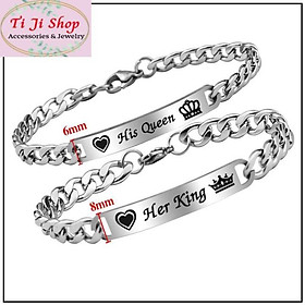 LẮC VÒNG TAY CẶP ĐÔI INOX HER KING-HIS QUEEN CP018