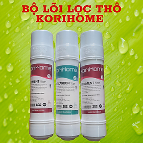 Bộ lõi lọc nước 123 Korihome ( 2 Sediment - 1 Pre Carbon),dùng cho máy nóng lạnh, dùng được cho máy Kangaroo, Karofi, CNC…