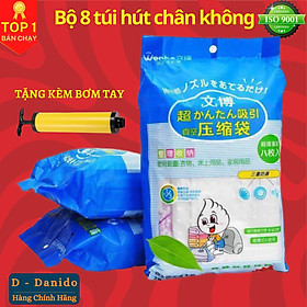 Hình ảnh Bộ 8 túi hút chân không tặng kèm bơm hút chân không đựng quần áo, chăn màn, ga gối gọn gàng D Danido