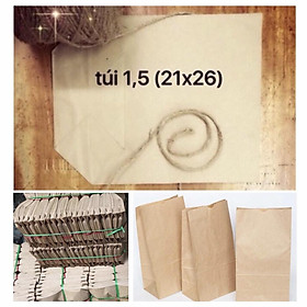 Combo 10 Túi giấy xi măng - túi kraft đóng hàng thực phẩm đồ dùng túi 1,5lít - 21x26cm 4006