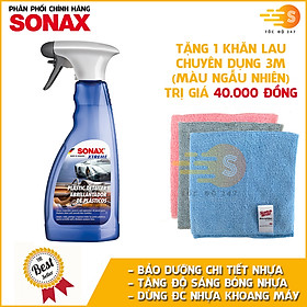 Chai xịt dưỡng nhựa ô tô cao cấp Plastic Detailer Xtreme Sonax 255241 500ml tặng kèm 1 khăn 3M KL3030 - làm sạch chuyên sâu, bảo dưỡng nhựa, tạo độ sáng bóng cho nhựa