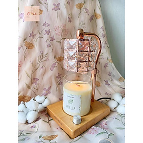 Mua Đèn Đốt Nến Thơm VÀNG ĐẾ GỖ - Điều chỉnh ĐỘ CAO  điều chỉnh ĐỘ SÁNG - Đốt Nến BBW Yankee phong cách Hàn Quốc lãng mạn