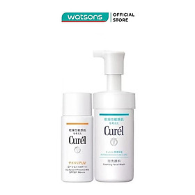 Combo Curél (Sữa Chống Nắng UV SPF50+ PA+++ 60ml Tặng Sữa Rửa Mặt Cấp Ẩm Chuyên Sâu Dạng Bọt 90ml)