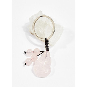 Móc khóa phong thủy đá thạch anh hồng hồ ly 2.5cm mệnh hỏa , thổ - Ngọc Quý Gemstones