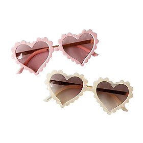 2x Children Boy Girl Plastic Sunglasses Heart Shaped Glasses UV400 Beige Pink