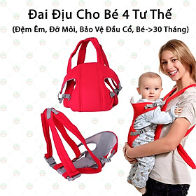 (Loại Chuẩn) Đai Địu 04 Tư Thế KhoNCC Hàng Chính Hãng - Tiện Lợi Cho Bé Sơ Sinh Đến 30 Tháng Tuổi - Đỡ Mỏi - Bảo Vệ Đầu Cổ - KPD-DAI4-545 (Nhiều màu)