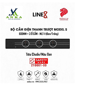 Ổ cắm điện thanh trượt Line8 Model S (600mm/Tiêu Chuẩn/Màu Đen) & 3 X Ổ Cắm MLT-1 (Đen/Trắng)