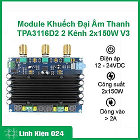 Module khuếch đại âm thanh 2 kênh TPA3116D2 công suất 150W V3