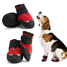 4 PCS Boots Dog, giày không thấm nước cho chó có dây đai phản chiếu không linh hoạt bằng vải máy bay chiến đấu mạnh mẽ cho chó