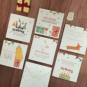 Hình ảnh Review Thiệp chúc mừng sinh nhật 12x12 SDstationery CONFETTI họa tiết chấm bi thú cưng vui nhộn