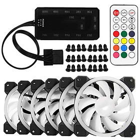 Bộ 5 Fan case Led RGB + Tặng Hub và Remote - Hàng Nhập Khẩu