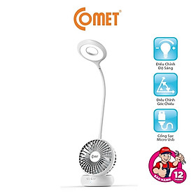 Đèn bàn sạc led COMET CT176 4W kiêm Quạt sạc 4W, tổng công suất 8W