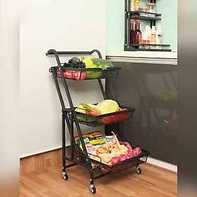 Mua Kệ xe đẩy để đồ đa năng 3 tầng  kệ để bỉm sữa spa rau củ hoa quả nhà bếp  thép carbon không rỉ màu đen tiện lợi