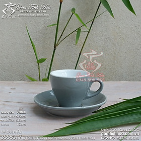Ly tách sứ uống cafe espresso 70ml men màu ghi gốm sứ Bát Tràng cao cấp