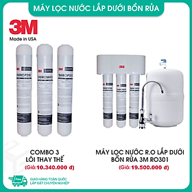 Mua  MIỄN PHÍ LẮP ĐẶT  Máy Lọc Nước Mỹ 3M RO301 Lắp Dưới Bồn Rửa - R.O 3 Lõi Cao Cấp 70020320399  Không Dùng Điện  Công suất 5.678L  Có bán lõi thay thế (3M ROP316  ROP310  ROP413) - Hàng Chính Hãng 3M