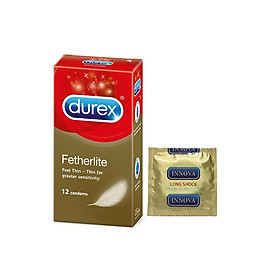 Bao cao su Durex Fetherlite 12 bao / hộp + Tặng 1 Bao cao su INNOVA Siêu gai