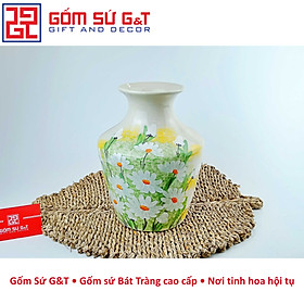 Lọ hoa vai vuông vẽ cúc họa mi Gốm Sứ G&T