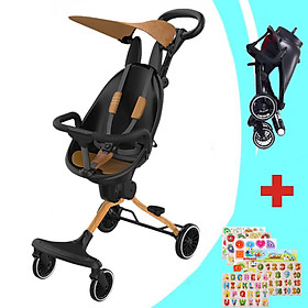 Xe Đẩy Dạo Chơi Gấp Gọn V5-B Đảo Chiều Có Mái Che Nắng - TẶNG KÈM BẢNG NÚM GỖ CHO BÉ CHỦ ĐỀ NGẪU NHIÊN, Xe Đẩy Cho Bé, Xe Đẩy Trẻ Em, Xe Đẩy Du Lịch