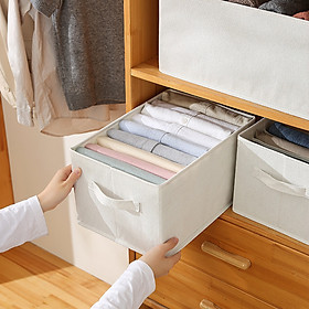 Mua Hộp Vải Đựng Quần Áo Chia Ngăn Có Nắp - Chính hãng DoDoDios - Màu Kem - hộp vải đựng quần áo chia ngăn  sọt đựng quần áo