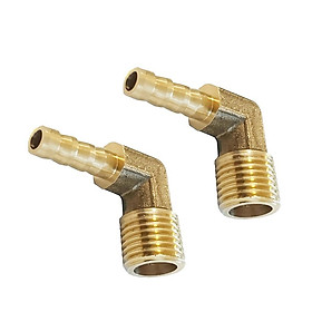 2 in 1 Fuel Gas Hose Tube BSP 1/4 Inch to 6mm+8MM 90 Degree Brass Elbow Male Barb Adapter