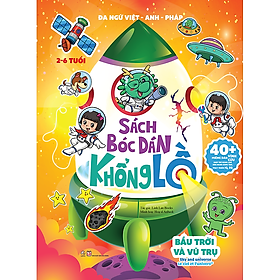 Sách Bóc dán khổng lồ - Bầu trời và vũ trụ - Đa ngữ Việt - Anh - Pháp - 40+ miếng dán vĩnh cửu