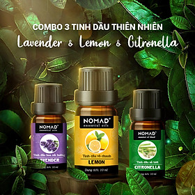 Combo 3 Tinh Dầu Nguyên Chất Nomad: Tinh Dầu Hoa Oải Hương (10ml) + Tinh Dầu Vỏ Chanh (10ml) + Tinh Dầu Sả Tươi(10ml)