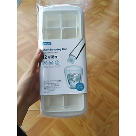 Mua Khay đá - vỉ làm đá tủ lạnh khay 12 vuông có nắp đậy bằng nhựa nguyên sinh karu inochi Nhật Bản chính hãng cao cấp