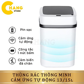 Mua Thùng rác tự động cảm ứng  thùng rác thông minh gia đình có nắp phòng khách phòng ngủ nhà bếp