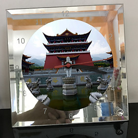 Mua Đồng hồ thủy tinh vuông 20x20 in hình Temple - đền thờ (47) . Đồng hồ thủy tinh để bàn trang trí đẹp chủ đề tôn giáo