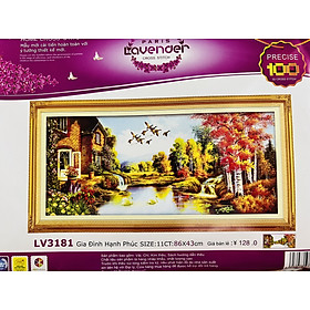Mua Tranh thêu chữ thập Gia đình hạnh phúc LV3181  tranh 3D  kích thước 86 x 43cm