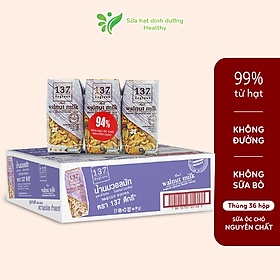 Thùng Sữa Hạt Óc Chó Nguyên Chất 137 DEGREES 180ml Thùng 36 hộp