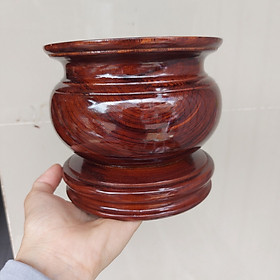 Bát nhang - lư hương gỗ tràm nguyên khối ngang  - 18cm