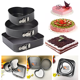 Mua  Mẫu mới  Bộ Khuôn Gài Chống dính hình TIM VUÔNG TRÒN. Khuôn Bánh Bông Lan - KHUÔN GÀI ĐẾ RỜI Thép Carbon Không Dính. Dụng cụ làm bánh NƯỚNG TRUYỀN THỐNG gato  gateau  chiffon CHỮ NHẬT - VUÔNG - TRÒN TIM