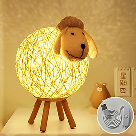 Đèn ngủ đèn LED, cừu đèn ngủ Rattan, máy chiếu sáng thí điểm, đèn ngủ LED cho phòng ngủ, phòng ngủ trẻ em, phòng khách, quà tặng, công tắc USB/đẩy 110cm