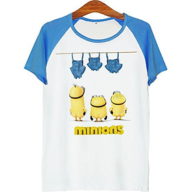 Áo thun tay màu Minions phơi yếm ATFF055