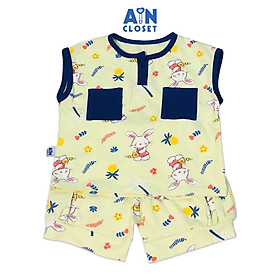 Bộ quần áo ngắn unisex họa tiết Thỏ xanh cốm thun cotton - AICDBTMOI997