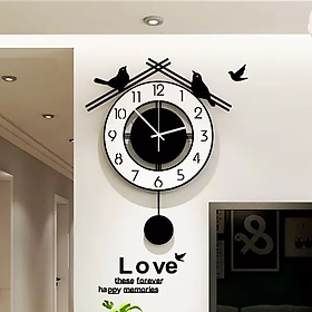 Mua Đồng hồ treo tường quả lắc - đôi chim hạnh phúc - 40cm x 62cm