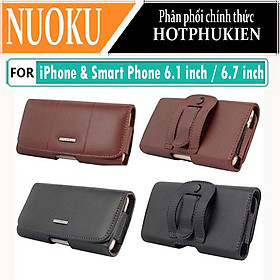 Case bao da đeo nịt da thật cho iPhone 16 15 14 13 12 11 Pro Max & các dòng máy từ 6.7 inch trở xuống hiệu Nuoku - Hàng chính hãng