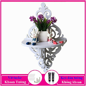 Mua Kệ treo tường trang trí không cần khoan  chất liệu gỗ nhựa cao cấp màu trắng  decor không gian sống - C2